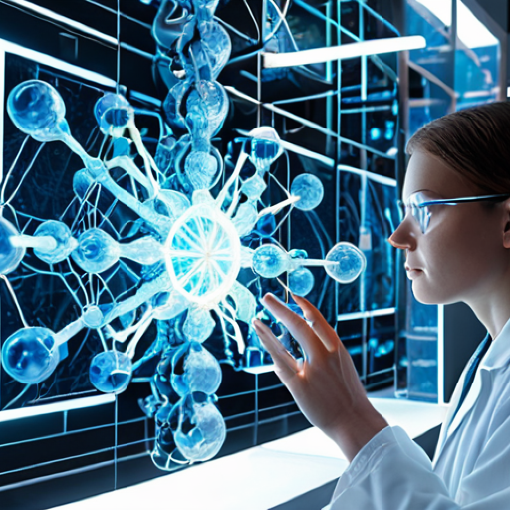 **Image Prompt for Drug Discovery & Materials Science:**
    A futuristic, high-tech research laboratory bathed in soft, ethereal light. In the foreground, a focused, diverse scientist interacts with a holographic display projecting intricate, glowing quantum simulations of molecular structures for drug discovery. In the background, abstract representations of novel materials, such as crystalline lattices or advanced catalysts, subtly interweave with swirling quantum energy patterns and qubit symbols. The scene conveys a sense of scientific breakthrough, precision, and hope for medical and environmental solutions. Realistic rendering, volumetric light, ultra-detailed, cinematic quality.