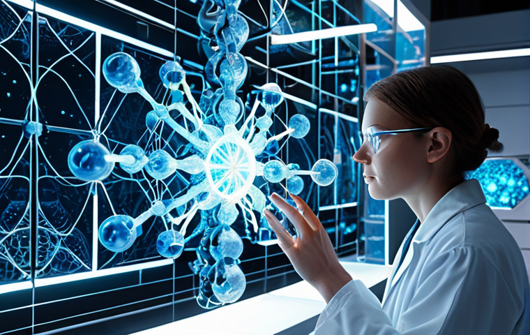 **Image Prompt for Drug Discovery & Materials Science:**
A futuristic, high-tech research laboratory bathed in soft, ethereal light. In the foreground, a focused, diverse scientist interacts with a holographic display projecting intricate, glowing quantum simulations of molecular structures for drug discovery. In the background, abstract representations of novel materials, such as crystalline lattices or advanced catalysts, subtly interweave with swirling quantum energy patterns and qubit symbols. The scene conveys a sense of scientific breakthrough, precision, and hope for medical and environmental solutions. Realistic rendering, volumetric light, ultra-detailed, cinematic quality.