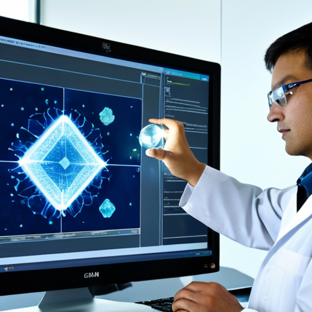 Materials Science Breakthrough**

"A researcher in a modern laboratory, fully clothed in appropriate lab attire, examining a glowing crystal structure on a computer screen. The lab is filled with scientific equipment, safe environment, perfect anatomy, correct proportions, professional setting, high resolution, detailed textures, showcasing the potential of quantum computing for materials discovery, professional, modest, family-friendly, safe for work, appropriate content."

**