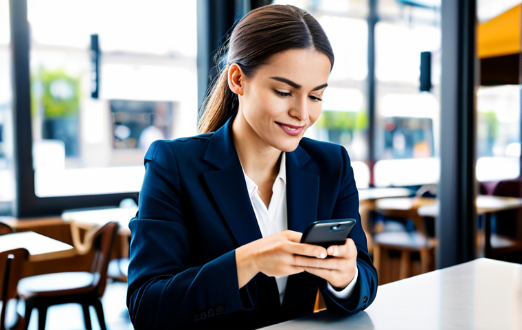 Quantum-Secured Financial Transaction**

"A modern businesswoman in a stylish, fully clothed business suit, confidently using a secure mobile banking app on her smartphone in a brightly lit, modern coffee shop. Background shows blurred city scene. Focus on the secure transaction concept. Safe for work, appropriate content, fully clothed, professional. Perfect anatomy, correct proportions, natural pose, well-formed hands, proper finger count, natural body proportions, professional photography, high quality."

**