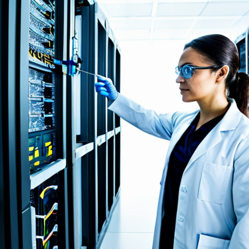 Quantum Key Exchange in a Secure Facility**

"A brightly lit, futuristic data center. Two scientists, fully clothed in lab coats and safety glasses, are overseeing a quantum key exchange. Complex fiber optic cables connect advanced encryption modules. The scene emphasizes security and cutting-edge technology. Clean, professional environment, safe for work, appropriate content, professional, perfect anatomy, correct proportions, natural pose, high resolution, detailed, science fiction elements, fully clothed, modest clothing."

**