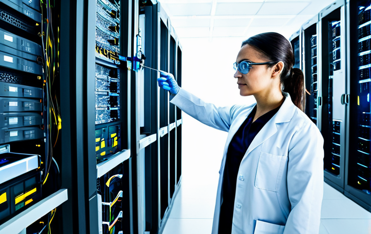 Quantum Key Exchange in a Secure Facility**

"A brightly lit, futuristic data center. Two scientists, fully clothed in lab coats and safety glasses, are overseeing a quantum key exchange. Complex fiber optic cables connect advanced encryption modules. The scene emphasizes security and cutting-edge technology. Clean, professional environment, safe for work, appropriate content, professional, perfect anatomy, correct proportions, natural pose, high resolution, detailed, science fiction elements, fully clothed, modest clothing."

**