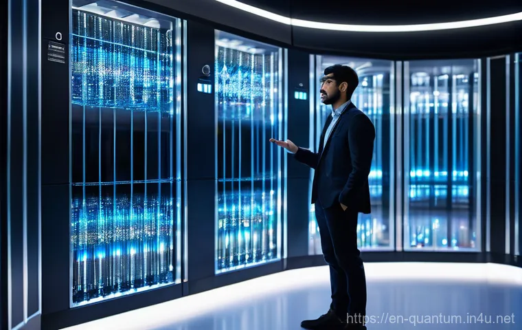 양자컴퓨터 프로그래밍 언어 - **Prompt:** A diverse, young quantum software engineer, dressed in a sleek, modern professional-casu...