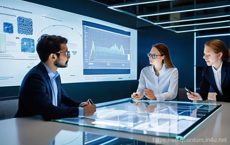 양자컴퓨터 프로그래밍 언어 - **Prompt:** A diverse, young quantum software engineer, dressed in a sleek, modern professional-casu...