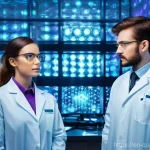 양자컴퓨터와 기업 혁신 - **Prompt:** A futuristic, ethereal laboratory setting bathed in soft, glowing blues and purples. In ...