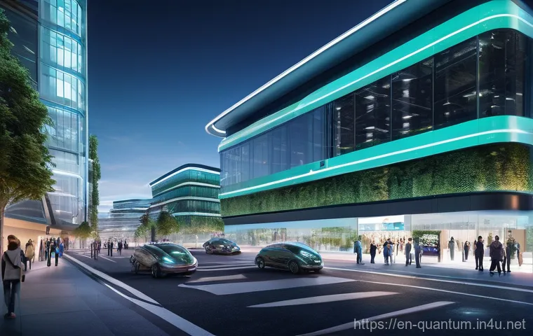 양자컴퓨터와 5G - **Prompt:** A bustling, vibrant smart city illuminated at twilight, showcasing the pervasive impact ...