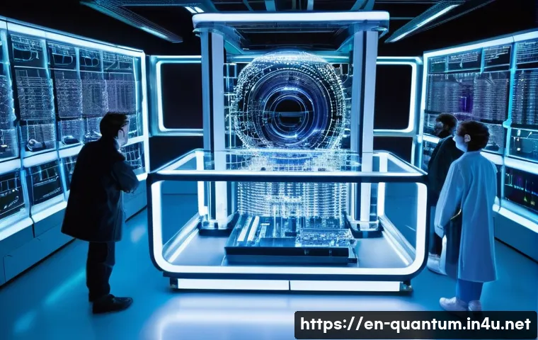 양자컴퓨터 연구소와 협력 - **Quantum Lab: The Spark of Discovery**
"A vibrant and bustling quantum computing research lab, ...