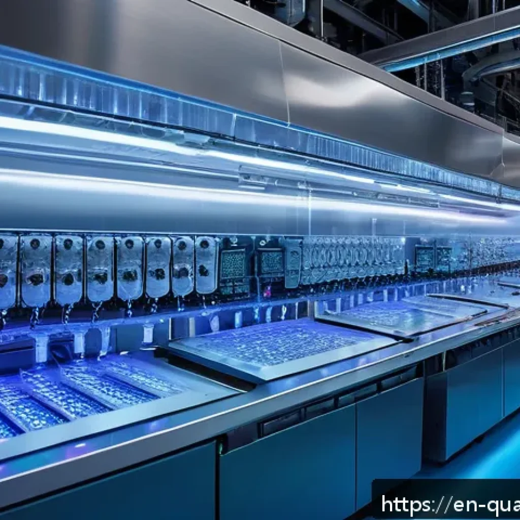 양자컴퓨터의 물리적 제약 - A highly detailed scientific laboratory scene showcasing a cutting-edge quantum computing setup: a l...