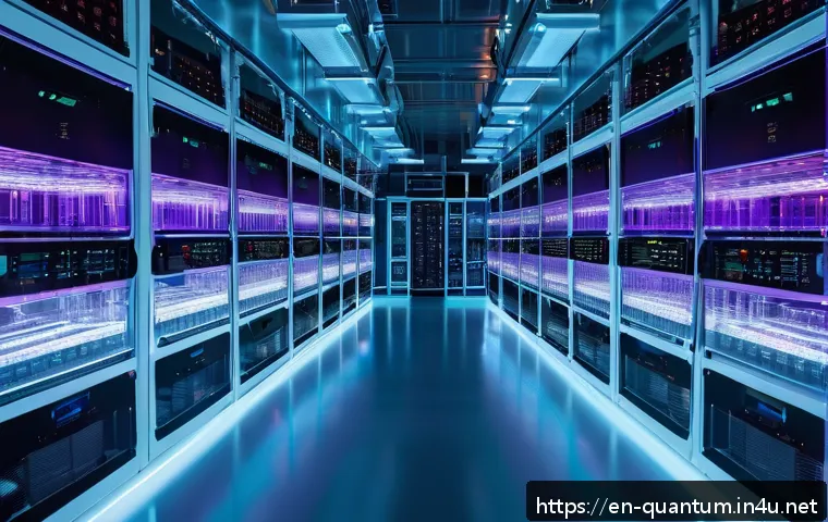 슈퍼전도체와 양자컴퓨터 - A highly detailed futuristic quantum computing laboratory scene showcasing a large dilution refriger...