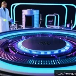 양자컴퓨터의 발전 가능성 - A futuristic quantum computing laboratory scene featuring a sleek superconducting quantum processor ...