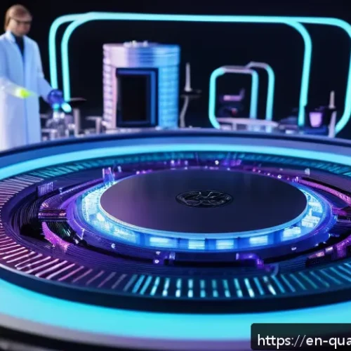 양자컴퓨터의 발전 가능성 - A futuristic quantum computing laboratory scene featuring a sleek superconducting quantum processor ...