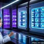 양자컴퓨터와 물리학 시뮬레이션 - A highly detailed digital illustration of a futuristic quantum computer laboratory, featuring advanc...